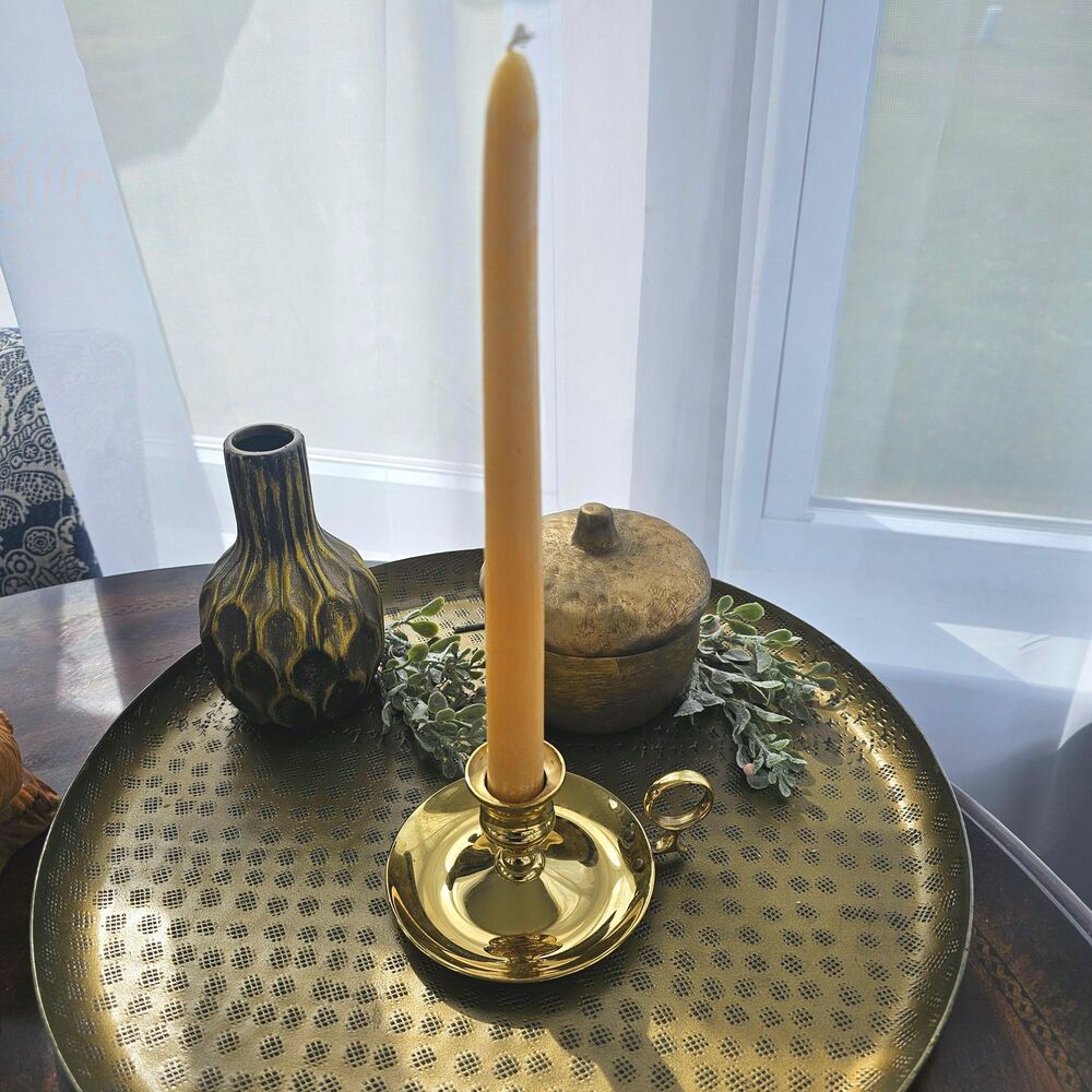 Vintage Baldwin Solid Brass Chamberstick Holder | Taper Candle Stick with Ring